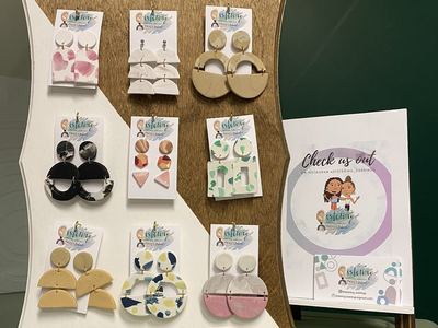 Handmade earrings in the studio gallery